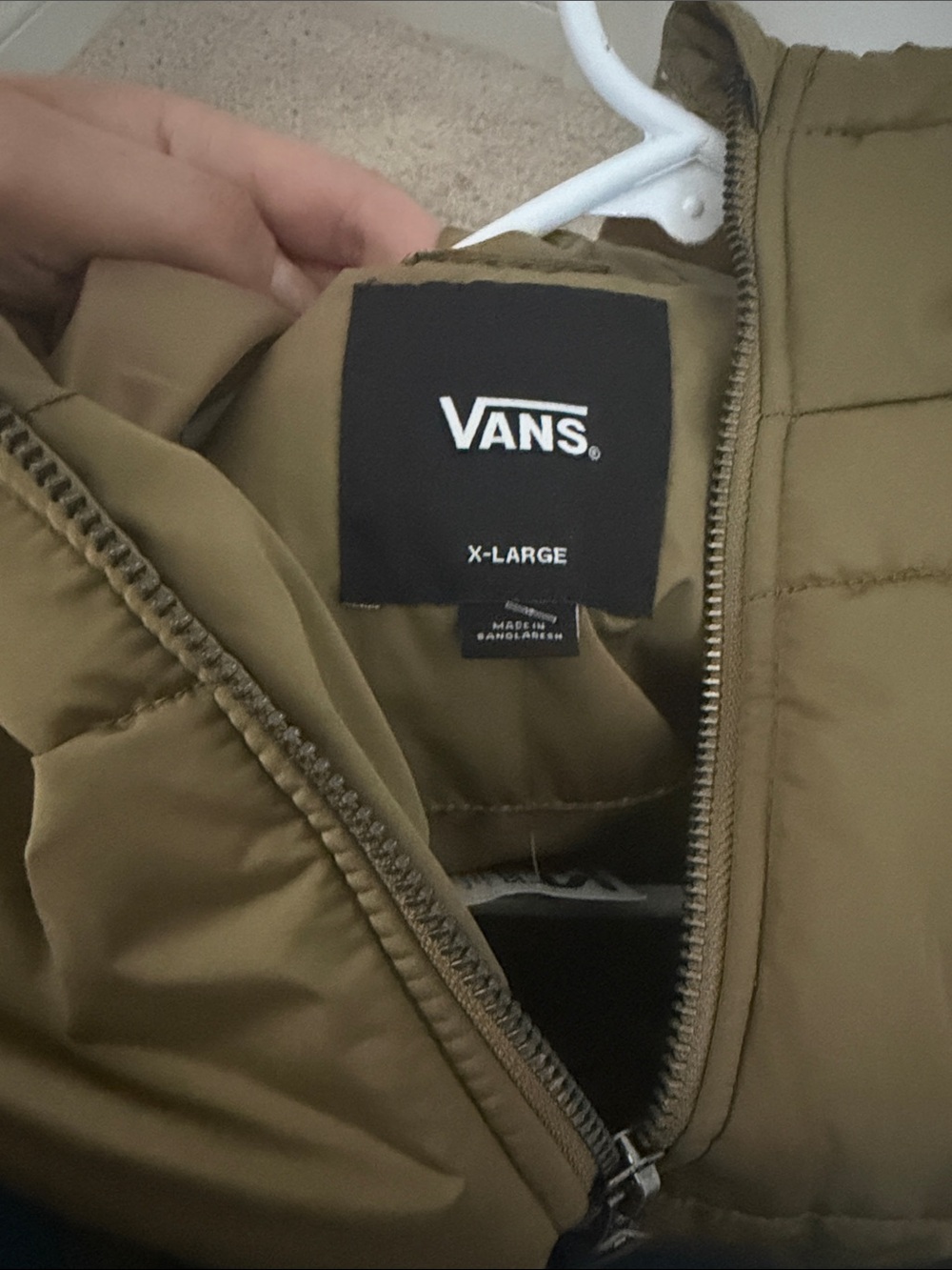 Vans Faundry Cropped Olive Green Hooded Puffer Jacket - Picture 3 of 6